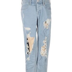 Express Girlfriend Light Blue Distressed Women's Jeans - Casual Ripped Denim
